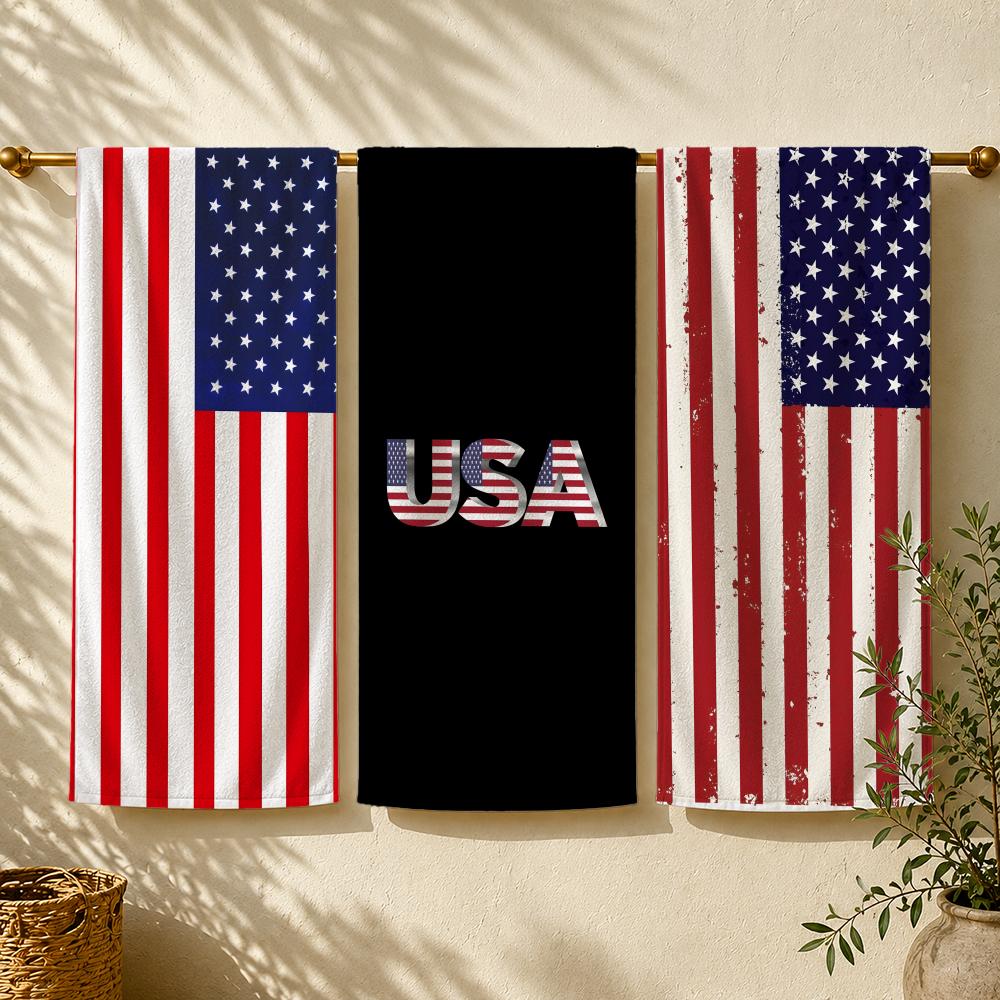 Outdoor Camping Usa - منشفة شاطئ بتصميم علم أمريكا، منشفة