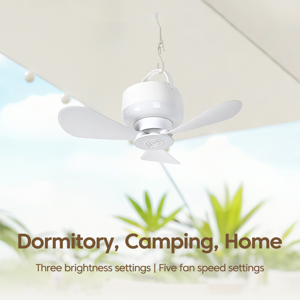 مروحة سقف صغيرة محمولة مع إضاء - مراجعة Bed Outdoor Camping وسعره