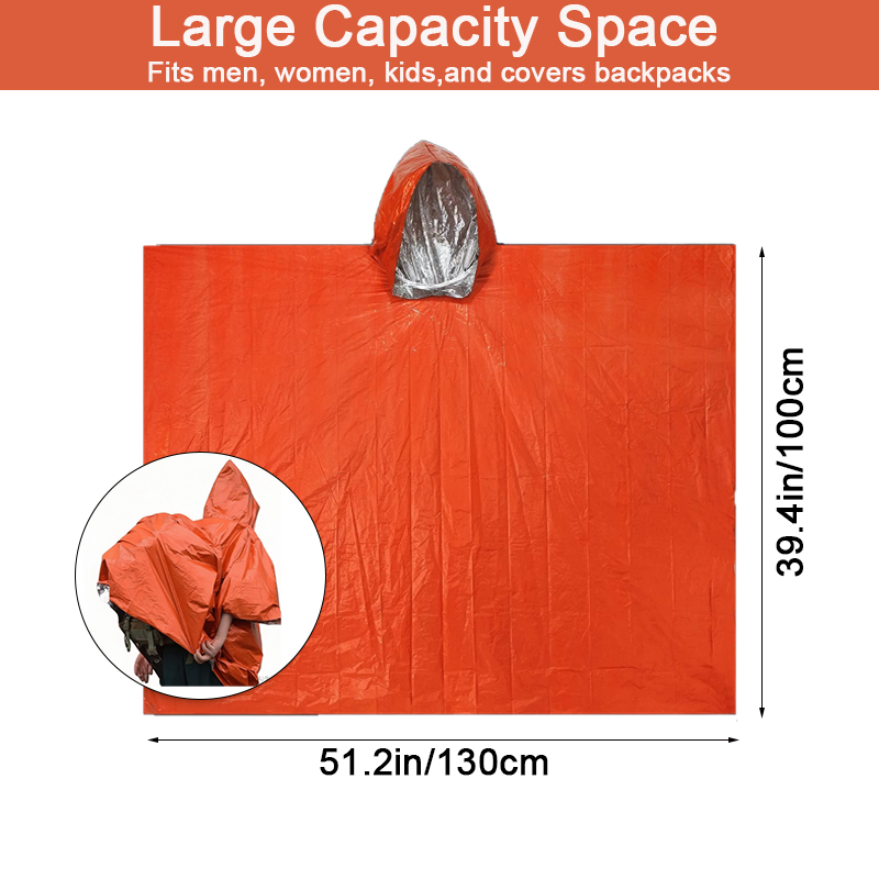 بطانية طوارئ حرارية مقاومة للم - مراجعة Camping Rain Poncho وسعره