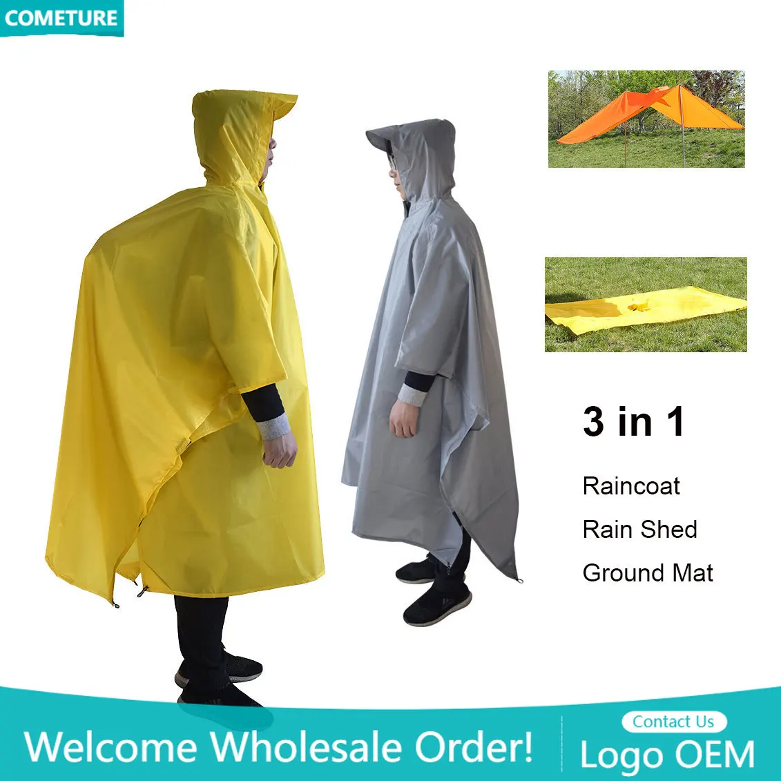 معطف واق من المطر 3 في 1 المشي - مراجعة Camping Rain Poncho وسعره